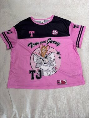 New - SHEIN Pink and Black Tom & Jerry Short Sleeve Tee